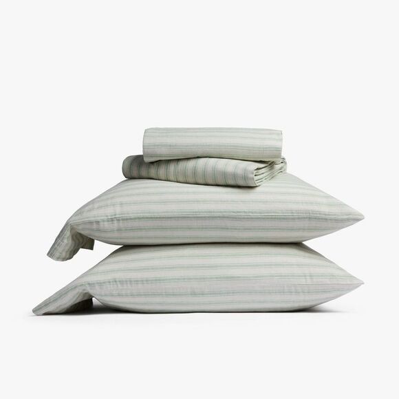Parachute Other - Parachute - King Relaxed Linen Stripe Sheet Set Jade & Parchme Jade & Parchment